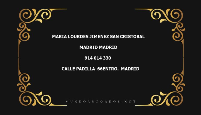 abogado Maria Lourdes Jimenez San Cristobal en la localidad de Madrid