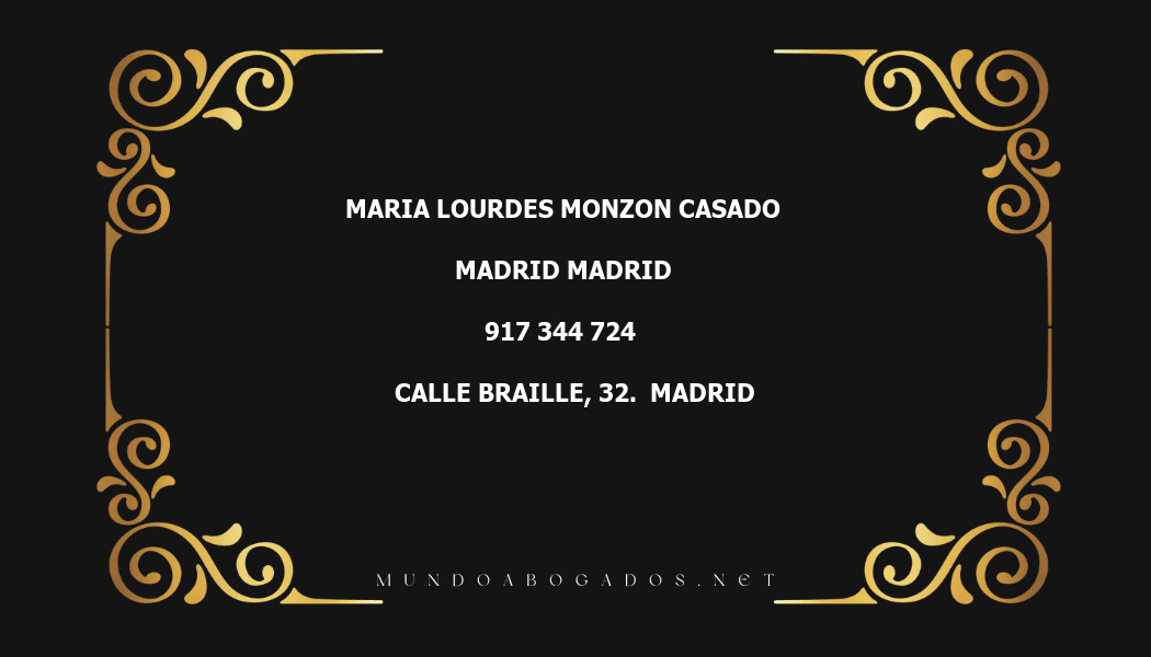 abogado Maria Lourdes Monzon Casado en la localidad de Madrid