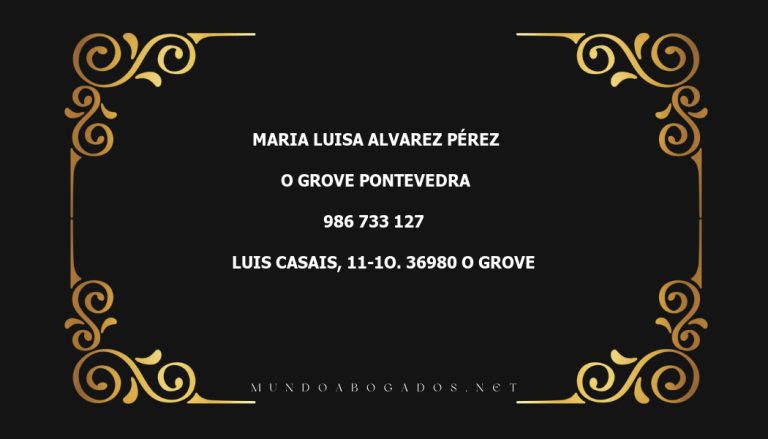 abogado Maria Luisa Alvarez Pérez en la localidad de O Grove