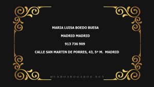 abogado Maria Luisa Boedo Buesa en la localidad de Madrid