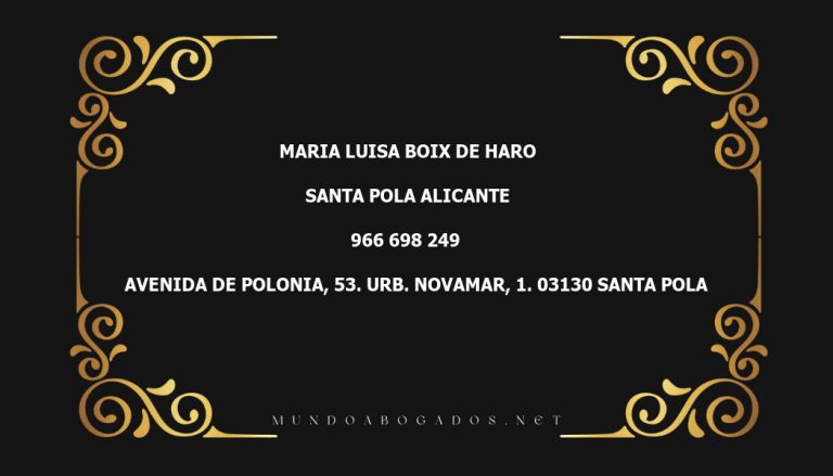 abogado Maria Luisa Boix De Haro en la localidad de Santa Pola