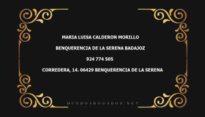 abogado Maria Luisa Calderon Morillo en la localidad de Benquerencia de La Serena