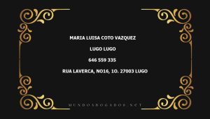 abogado Maria Luisa Coto Vazquez en la localidad de Lugo