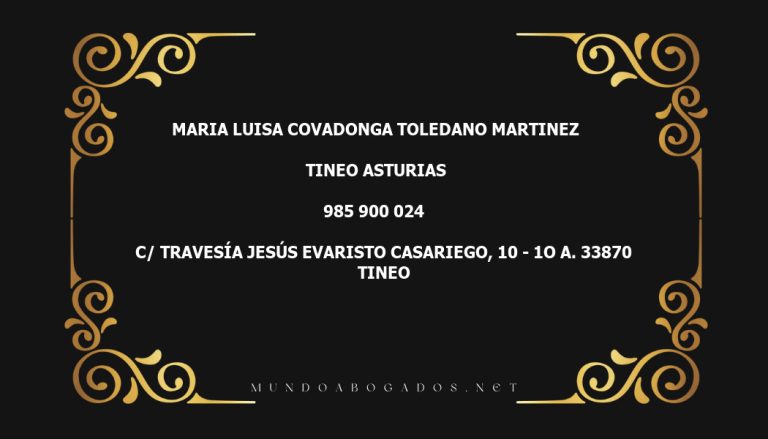 abogado Maria Luisa Covadonga Toledano Martinez en la localidad de Tineo