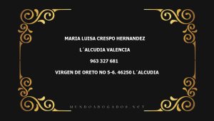 abogado Maria Luisa Crespo Hernandez en la localidad de L´Alcudia