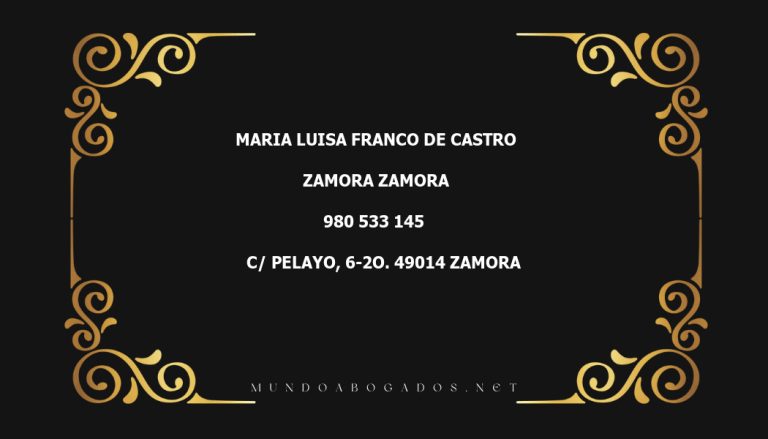 abogado Maria Luisa Franco De Castro en la localidad de Zamora