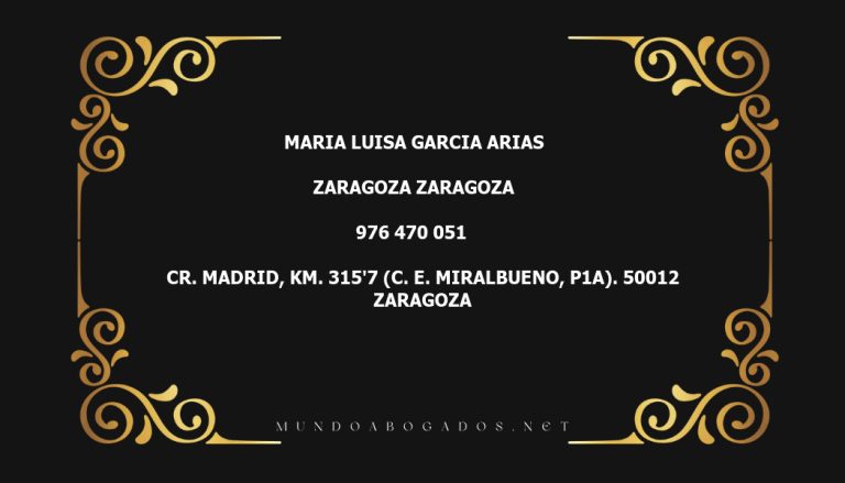 abogado Maria Luisa Garcia Arias en la localidad de Zaragoza