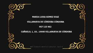 abogado Maria Luisa Gomez Diaz en la localidad de Villanueva de Córdoba