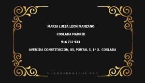 abogado Maria Luisa Leon Manzano en la localidad de Coslada