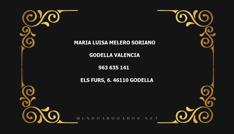 abogado Maria Luisa Melero Soriano en la localidad de Godella