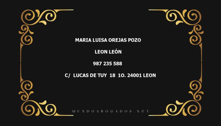 abogado Maria Luisa Orejas Pozo en la localidad de Leon