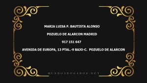 abogado Maria Luisa P. Bautista Alonso en la localidad de Pozuelo de Alarcon