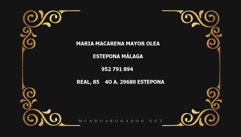 abogado Maria Macarena Mayor Olea en la localidad de Estepona