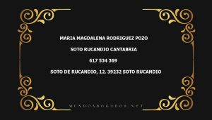 abogado Maria Magdalena Rodriguez Pozo en la localidad de Soto Rucandio