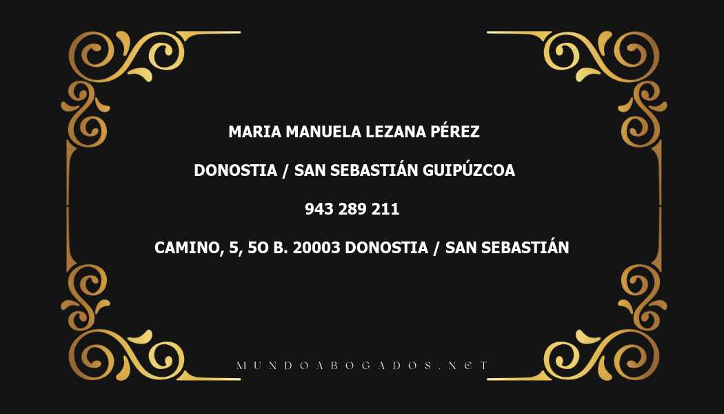 abogado Maria Manuela Lezana Pérez en la localidad de Donostia / San Sebastián