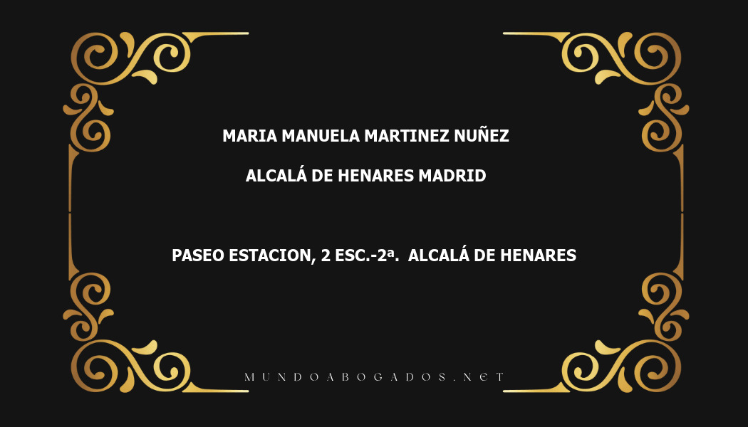 abogado Maria Manuela Martinez Nuñez en la localidad de Alcalá de Henares