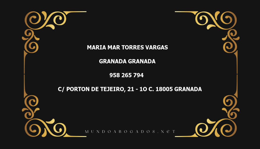 abogado Maria Mar Torres Vargas en la localidad de Granada