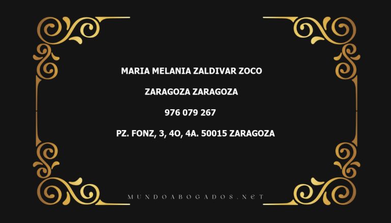 abogado Maria Melania Zaldivar Zoco en la localidad de Zaragoza