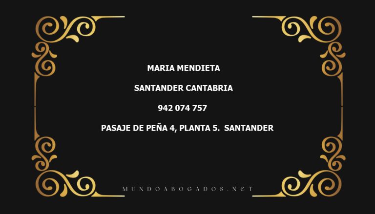 abogado Maria Mendieta en la localidad de Santander