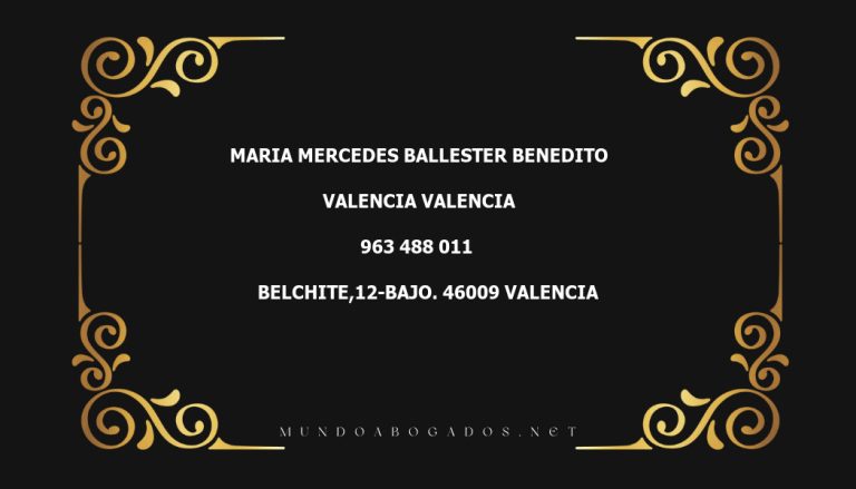 abogado Maria Mercedes Ballester Benedito en la localidad de Valencia