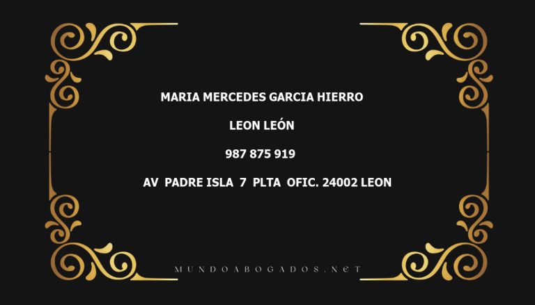 abogado Maria Mercedes Garcia Hierro en la localidad de Leon