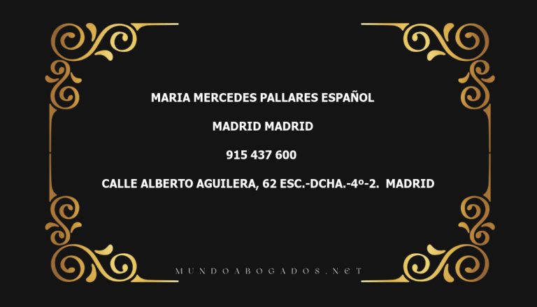 abogado Maria Mercedes Pallares Español en la localidad de Madrid