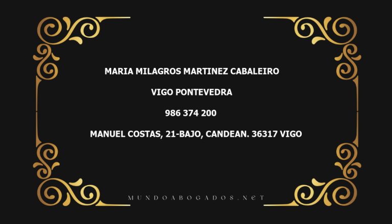 abogado Maria Milagros Martinez Cabaleiro en la localidad de Vigo