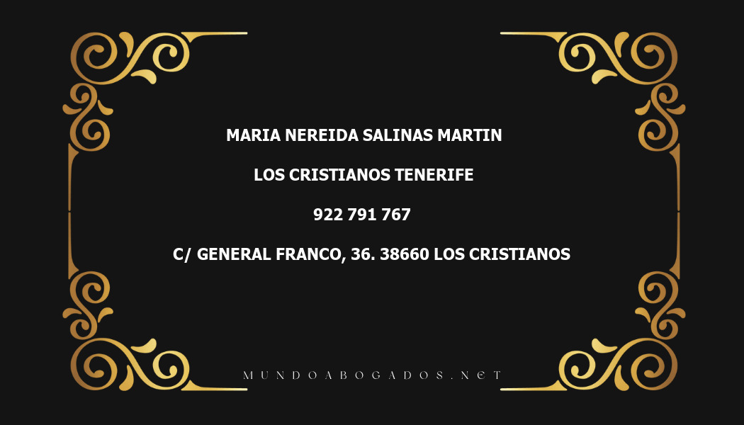 abogado Maria Nereida Salinas Martin en la localidad de Los Cristianos