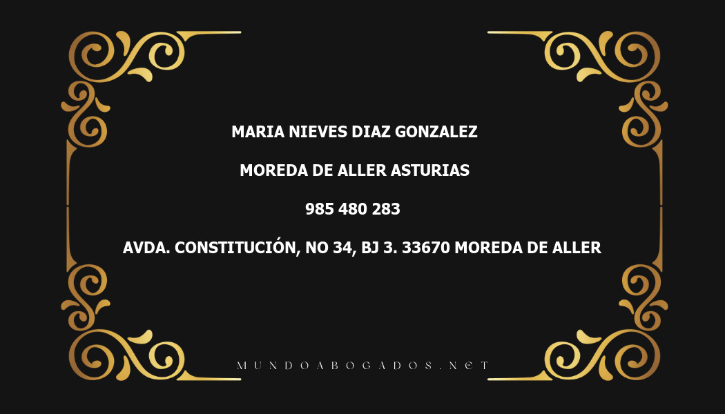 abogado Maria Nieves Diaz Gonzalez en la localidad de Moreda de Aller