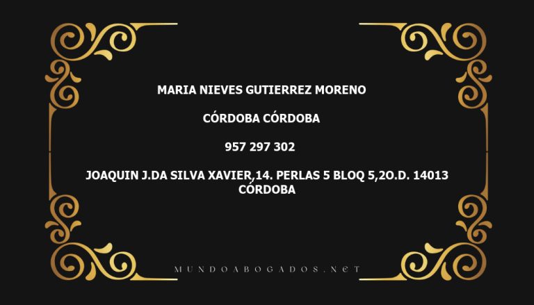 abogado Maria Nieves Gutierrez Moreno en la localidad de Córdoba