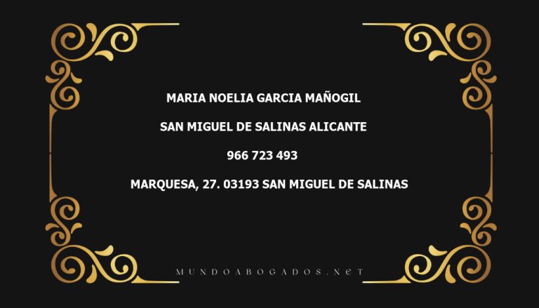 abogado Maria Noelia Garcia Mañogil en la localidad de San Miguel de Salinas