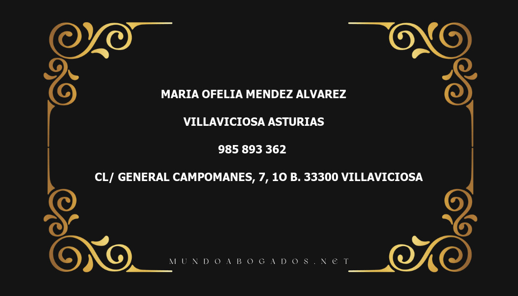 abogado Maria Ofelia Mendez Alvarez en la localidad de Villaviciosa