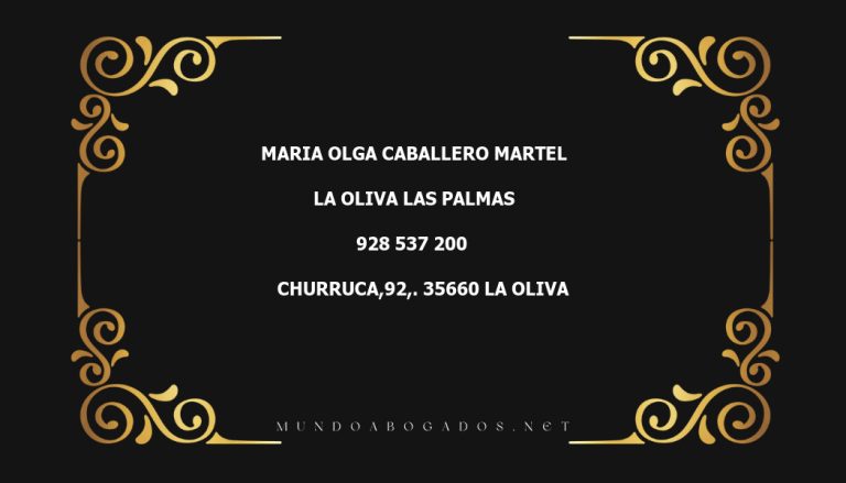 abogado Maria Olga Caballero Martel en la localidad de La Oliva