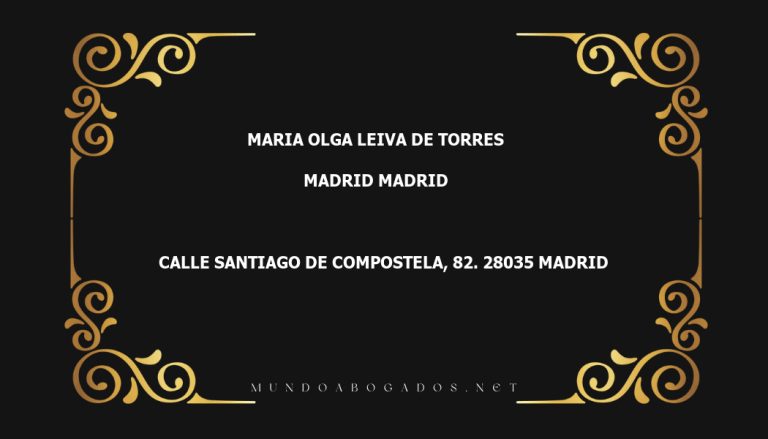 abogado Maria Olga Leiva De Torres en la localidad de Madrid