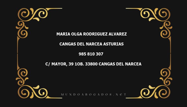 abogado Maria Olga Rodriguez Alvarez en la localidad de Cangas del Narcea