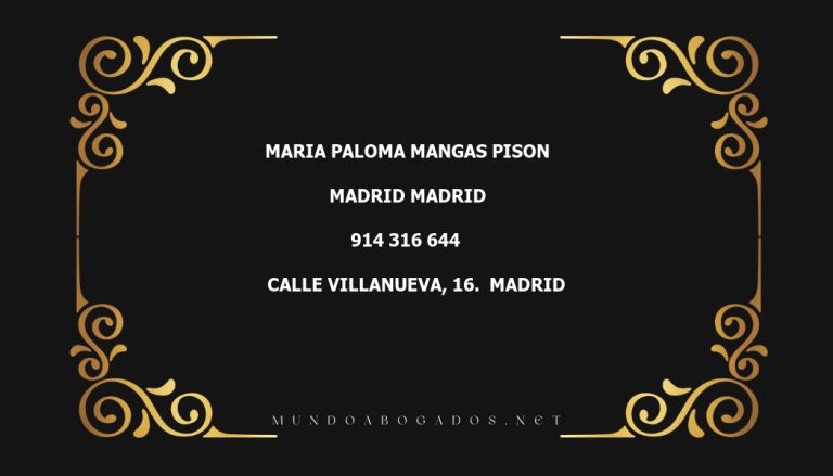 abogado Maria Paloma Mangas Pison en la localidad de Madrid