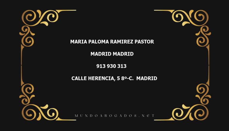 abogado Maria Paloma Ramirez Pastor en la localidad de Madrid