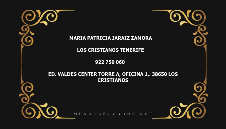 abogado Maria Patricia Jaraiz Zamora en la localidad de Los Cristianos