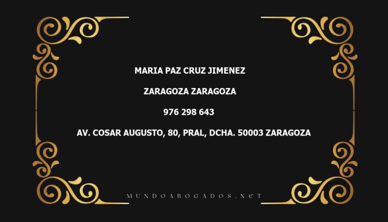 abogado Maria Paz Cruz Jimenez en la localidad de Zaragoza