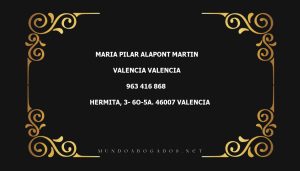 abogado Maria Pilar Alapont Martin en la localidad de Valencia