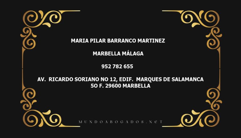 abogado Maria Pilar Barranco Martinez en la localidad de Marbella