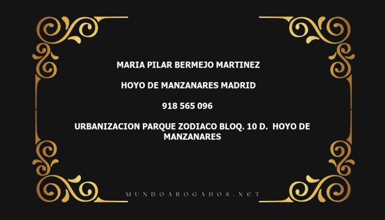 abogado Maria Pilar Bermejo Martinez en la localidad de Hoyo de Manzanares