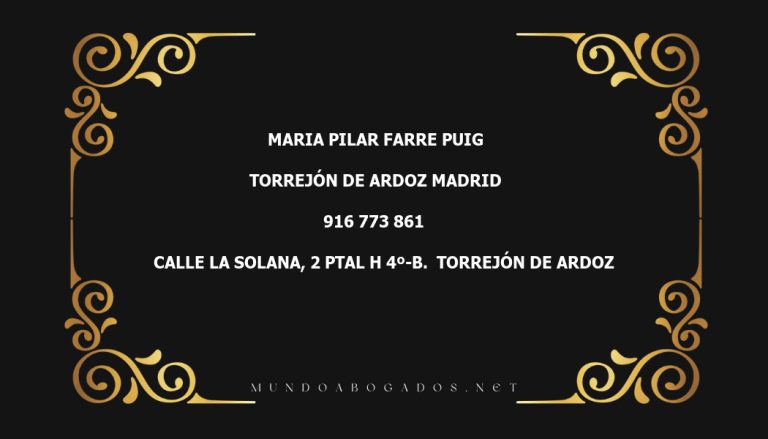 abogado Maria Pilar Farre Puig en la localidad de Torrejón de Ardoz