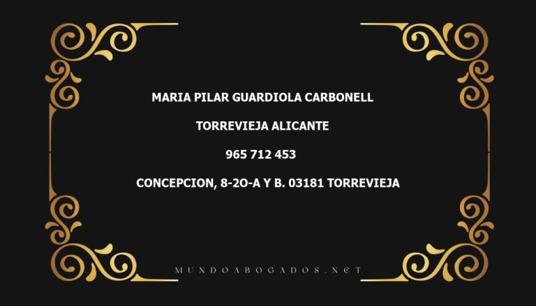 abogado Maria Pilar Guardiola Carbonell en la localidad de Torrevieja