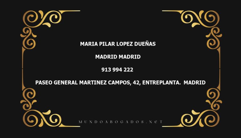 abogado Maria Pilar Lopez Dueñas en la localidad de Madrid