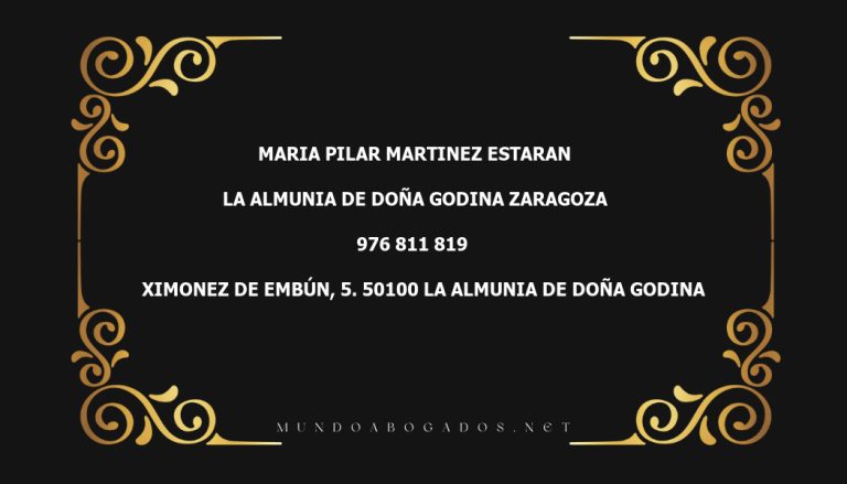 abogado Maria Pilar Martinez Estaran en la localidad de La Almunia de Doña Godina