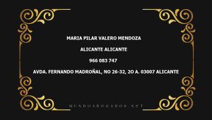 abogado Maria Pilar Valero Mendoza en la localidad de Alicante