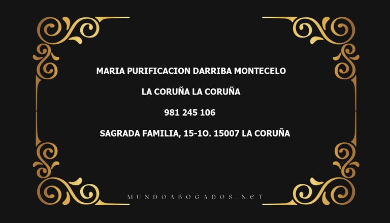 abogado Maria Purificacion Darriba Montecelo en la localidad de La Coruña