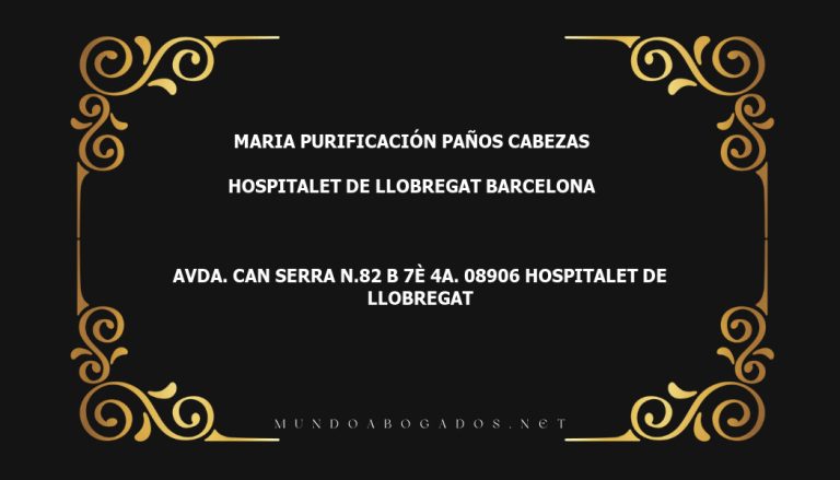 abogado Maria Purificación Paños Cabezas en la localidad de Hospitalet de Llobregat