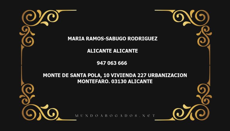 abogado Maria Ramos-Sabugo Rodriguez en la localidad de Alicante